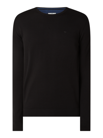 Tom Tailor Pullover van katoen met geborduurd logo Zwart - 2