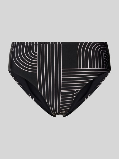 Produktfoto, Bikinihose mit grafischem Muster Modell 'LINE SET' von WATERCULT, elastischer Bund, körpernahe Passform, Schwarz-Weiß-Töne
