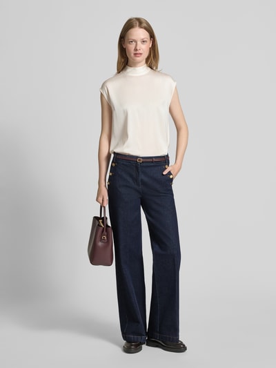 comma Flared Jeans mit Zierknöpfen Dunkelblau 1