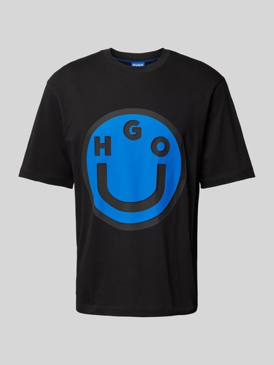 Hugo Blue T-Shirt mit Label-Print Modell 'Nimper' Black 2