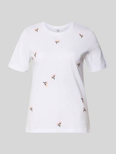 Produktfoto, Regular Fit T-Shirt aus reiner Bio-Baumwolle Modell 'KETTY' von Only mit Melange-Optik, Motiv-Stitching, Rundhals, Kurzarm.