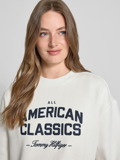 Tommy Hilfiger Relaxed Fit Terry-Sweatshirt aus Baumwollmix Ecru 3