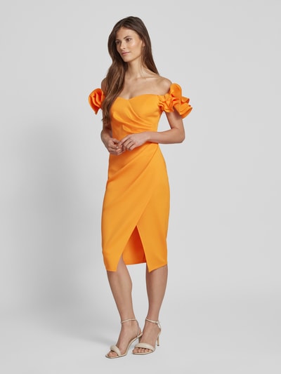 Lipsy Knielanges Cocktailkleid in Wickel-Optik Orange 1