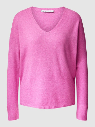 Only Strickpullover mit V-Ausschnitt Pink 2