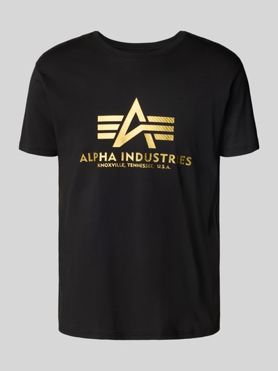 Alpha Industries T-Shirt mit Label-Print und Rundhalsausschnitt Black 2