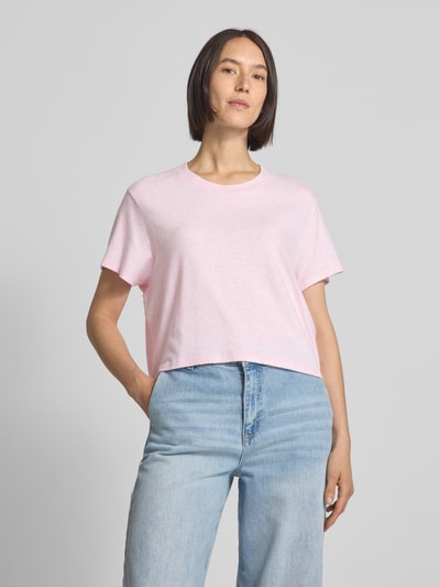 American Vintage Cropped T-Shirt mit geripptem Rundhalsausschnitt Hellrosa 4