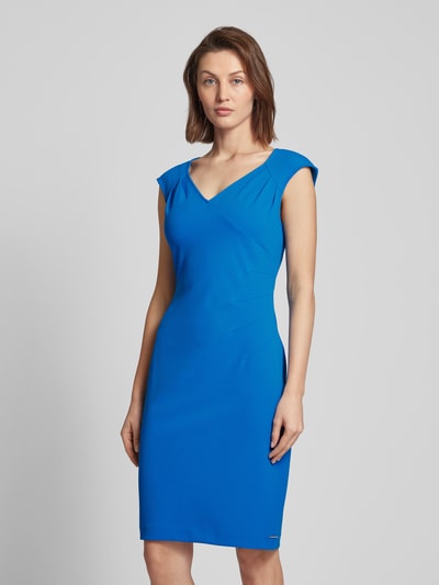 Calvin Klein Womenswear Knielange jurk met V-hals, model 'SCUBA' Koningsblauw - 4