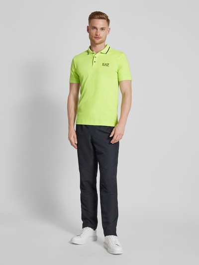 EA7 Emporio Armani Slim fit poloshirt met labelprint Neon groen - 1