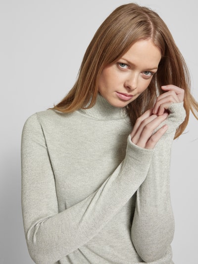 Vero Moda Shaped Fit Rollkragenpullover mit Glitzer-Effekt Modell 'HAPPYSHINE' Hellgrau 3