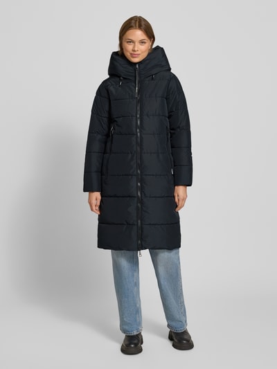 khujo Regular fit gewatteerde lange jas met gevoerde opstaande kraag, model Jilia' Marineblauw - 4