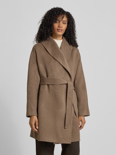 BOSS Regular fit lange wollen jas met sjaalkraag, model 'CARIBY' Roodbruin gemêleerd - 4