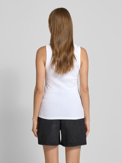 HUGO Tanktop met labelstitching, model 'Datamia' Offwhite - 5