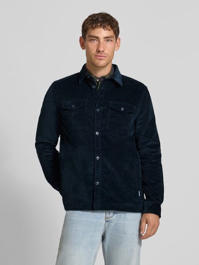 Barbour Regular fit ribcordoverhemd van katoenmix Marineblauw - 4