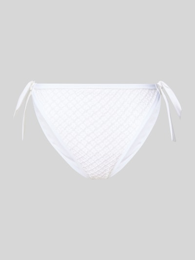 Produktfoto, weißer Bikini-Slip mit seitlicher Schnürung aus Material-Mix mit Stretch-Anteil Modell 'TALEAH' von Marie Jo, Low Waist.