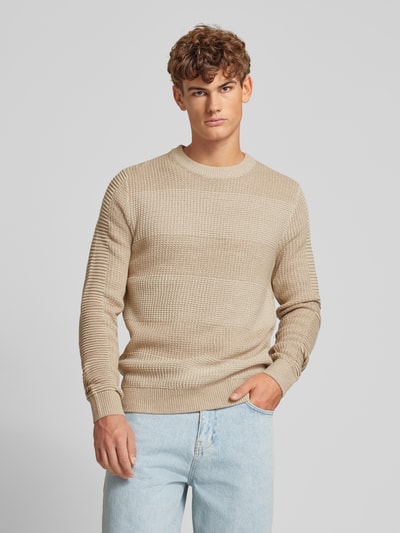 Jack & Jones Gebreide pullover met structuurmotief, model 'HUGO' Beige - 4