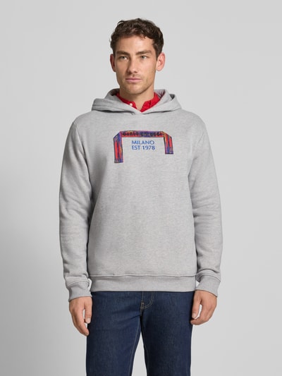 CARLO COLUCCI Bluza o kroju regular fit z kapturem i haftem Jasnoszary melanż 4