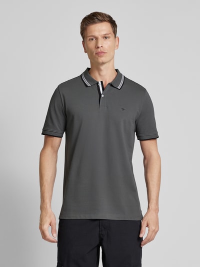 Fynch-Hatton Regular Fit Poloshirt mit Kontraststreifen Anthrazit 4