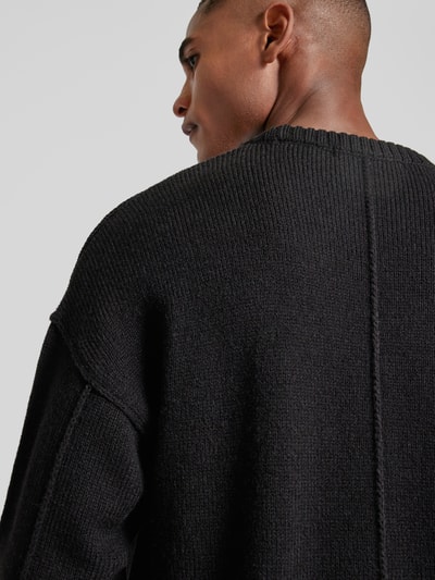 Drykorn Gebreide pullover met extra brede schouders, model 'Malio' Zwart - 3