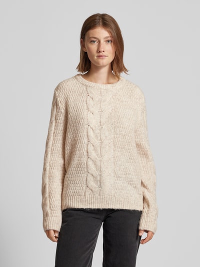 Pieces Gebreide pullover met kabelmotief, model 'NINA' Offwhite - 4