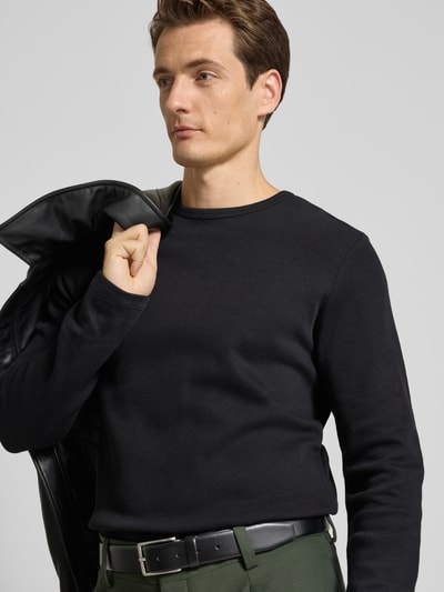 Lindbergh Shirt met lange mouwen, ronde hals en labeldetail Zwart - 3