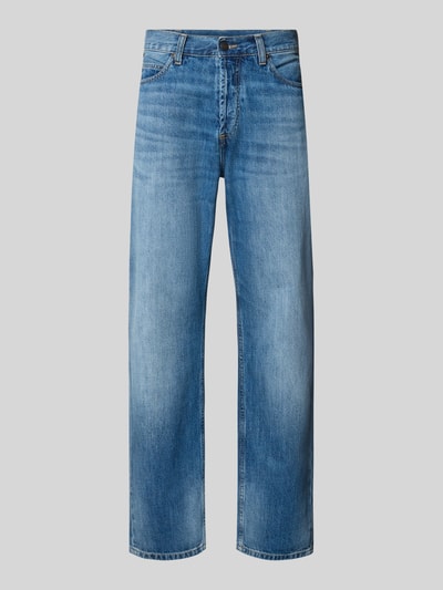 Produktfoto, Straight Fit Jeans aus reiner Baumwolle Modell "MARLOW" von Carhartt Work In Progress in Blau mit 5-Pocket-Design und Gürtelschlaufen