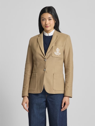 Lauren Ralph Lauren Blazer met opgestikte zakken, model 'ANFISA' Camel - 4