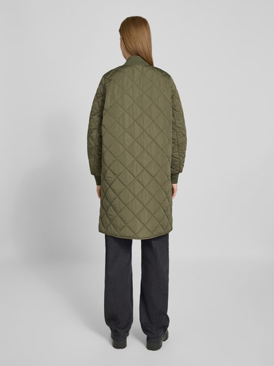 Jake*s Casual Regular fit gewatteerde lange jas met opstaande kraag Kaki - 5