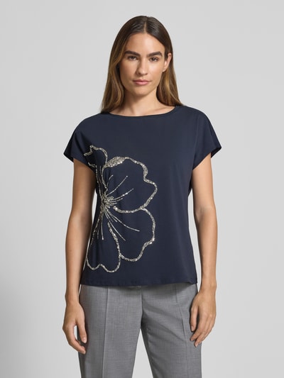 s.Oliver BLACK LABEL Regular fit T-shirt van katoenmix Marineblauw - 4