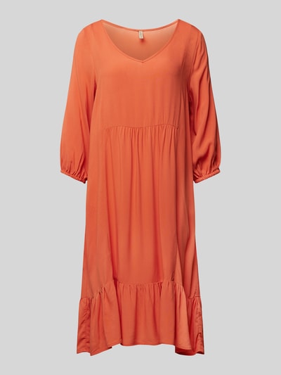 Soyaconcept Knielanges Kleid mit V-Ausschnitt Modell 'Radia' Orange 2