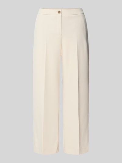 Produktfoto, lichtbeige broek met persplooien van STEHMANN, Model 'Hillda-650', materiaalmix met stretch, verkorte pasvorm, dames, bandwijdte maat 36: 37 cm, binnenbeenlengte maat 36: 65 cm