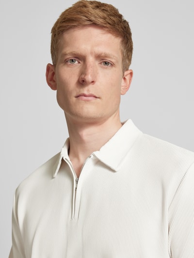 Selected Homme Relaxed Fit Poloshirt in Ripp-Optik Offwhite 3