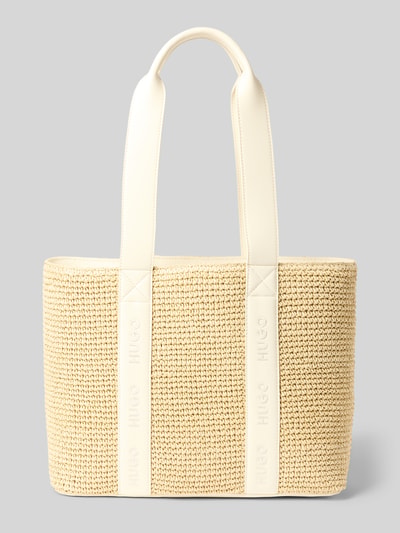 Produktfoto, Henkeltasche in Bast-Optik Modell 'BECKY' von HUGO, unifarben, Label-Tape, Webware, Hauptfach mit Innenfach, helle Naturtöne