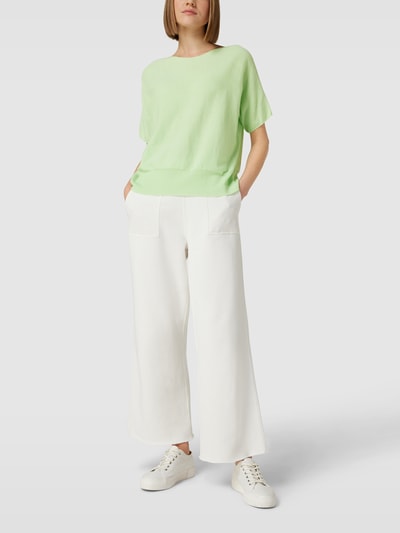 Drykorn Oversized T-shirt in gebreide look, model 'SOMELI' Appeltjesgroen - 1