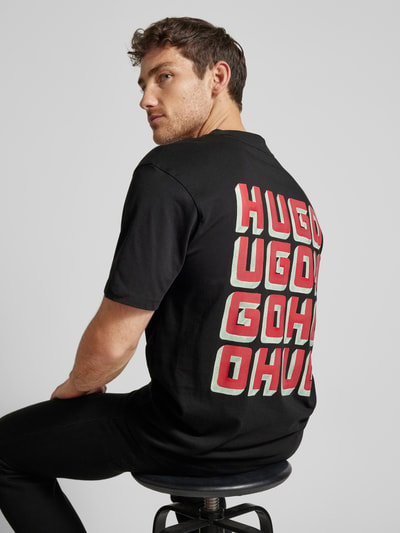 HUGO T-shirt met labelprint, model 'Diqitee' Zwart - 3