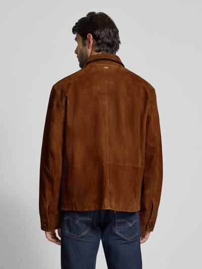 BOSS Regular Fit Lederjacke aus Ziegenleder Cognac 5