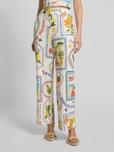 Forever New Stoffen broek van een mix van linnen en viscose in all-over look Wit - 4