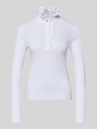 Produktfoto, Longsleeve mit Rüschen von Rich & Royal in Weiß, taillierter Schnitt, Lyocell-Baumwoll-Mix, strukturierte Oberfläche