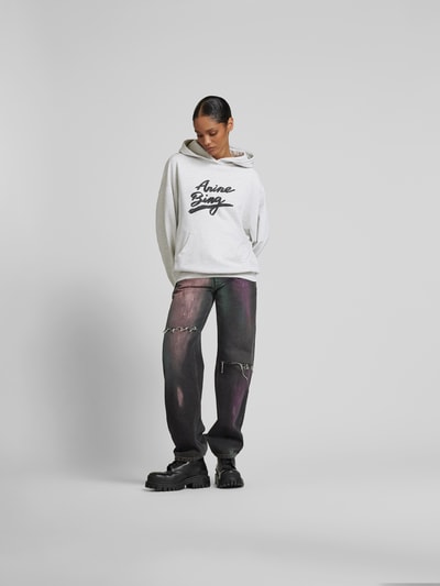 Anine Bing Oversized Hoodie mit Label-Print Hellgrau 1