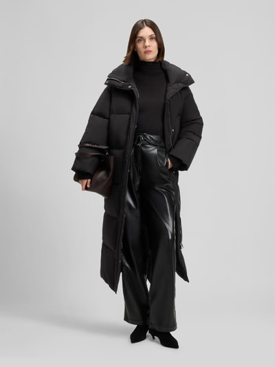 BOSS Orange Regular fit gewatteerde lange jas met opstaande kraag Zwart - 1