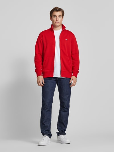 Gant Regular Fit Sweatjacke mit Label-Stitching Modell 'SGIELD' Rot 1