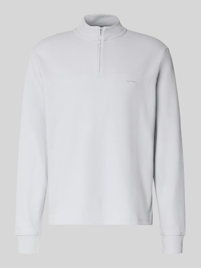 Produktfoto, Regular Fit Sweatshirt aus Baumwoll-Mix Modell 'PE_HIVE' von BOSS Orange, Optik: unifarben, Struktur, Troyer-Kragen, Label-Schriftzug.