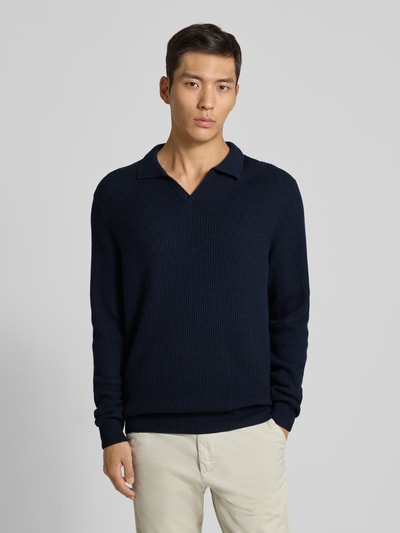 bugatti Gebreide pullover met polokraag Marineblauw - 4