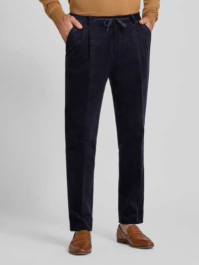 MCNEAL Regular fit corduroy broek met bandplooien Marineblauw - 4