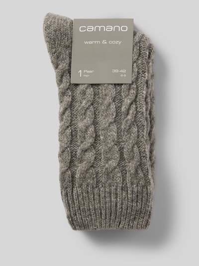 camano Socken mit Zopfmuster Modell 'Cosy' Hellgrau 3