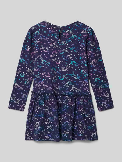 DANAMADE Regular fit jurk met all-over motiefprint, model 'Elli' Marineblauw - 3