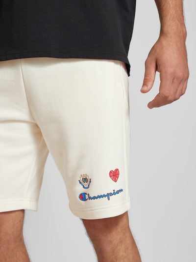 CHAMPION Regular fit sweatshorts met motiefprint Beige - 3