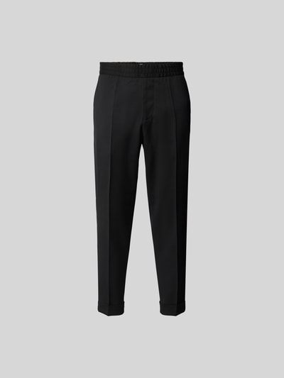 Produktfoto, Slim Fit Anzughose mit Woll-Anteil von Filippa K, Schwarzer Elastischer-Material-Mix, Bundfalten, Eingrifftaschen, glatte Struktur