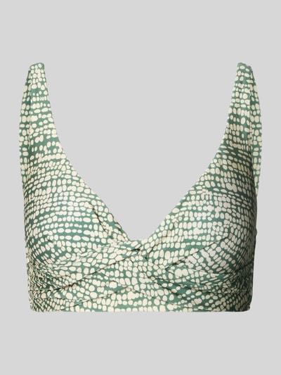 Produktfoto, Bikini-Oberteil mit V-hals model 'Cascis' van Barts, dames bikinitop in materiaalmix met stretch, multi fit, verstelbare bandjes, haakjessluiting, groen-wit stippenpatroon