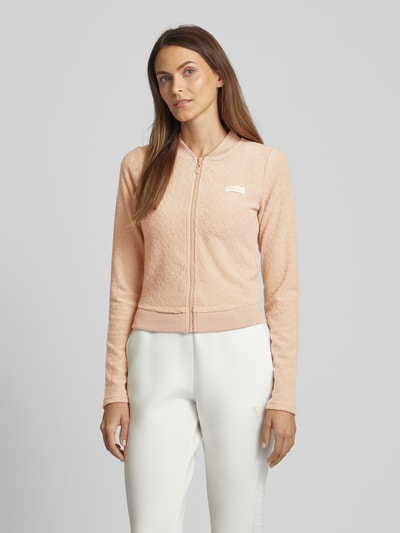 Guess Activewear Sweatjacke mit Strukturmuster Modell 'LOLA' Taupe Melange 4