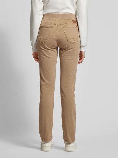 Raphaela By Brax Slim fit broek met elastische band, model 'PAMINA FUN' Taupe - 5